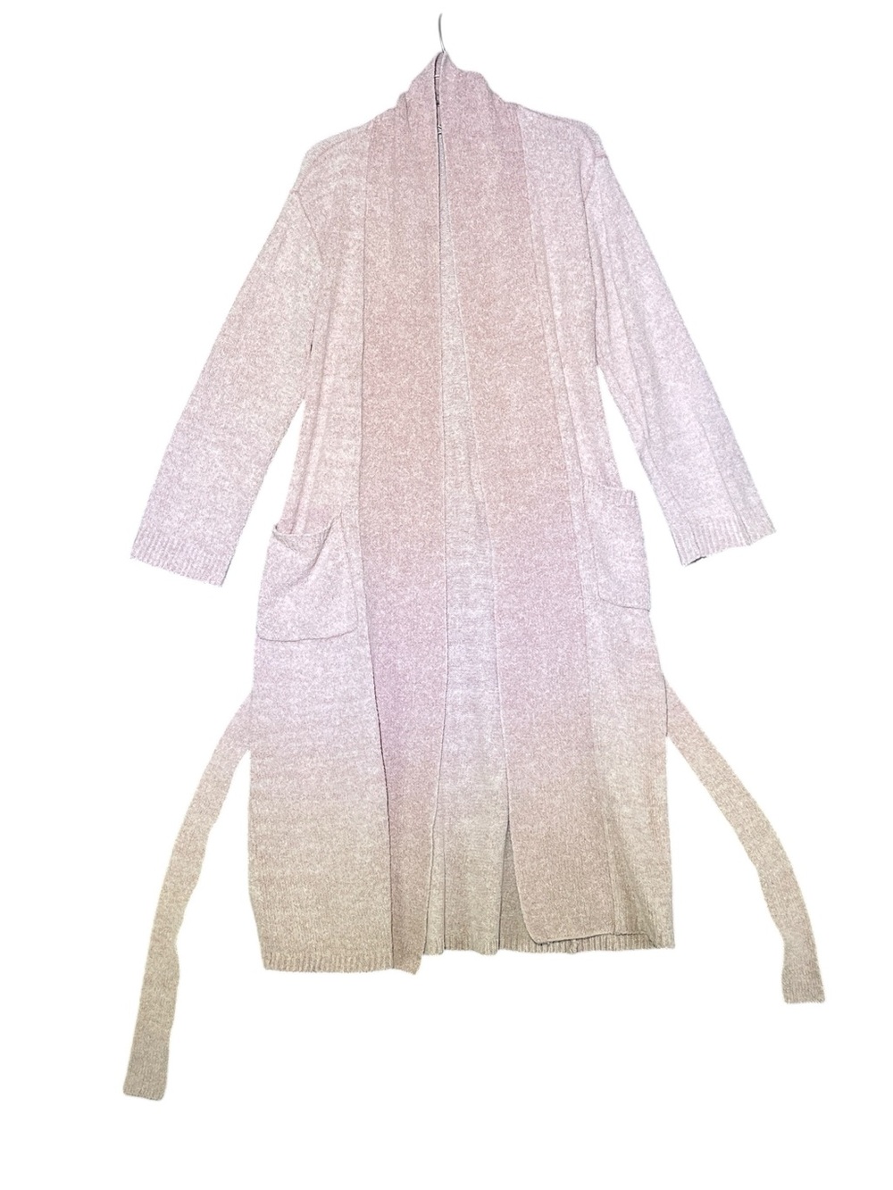 NATORI Blush Pink Soft Knit Long Robe with Belt Front Pockets Women’s Small - Picture 2 of 9